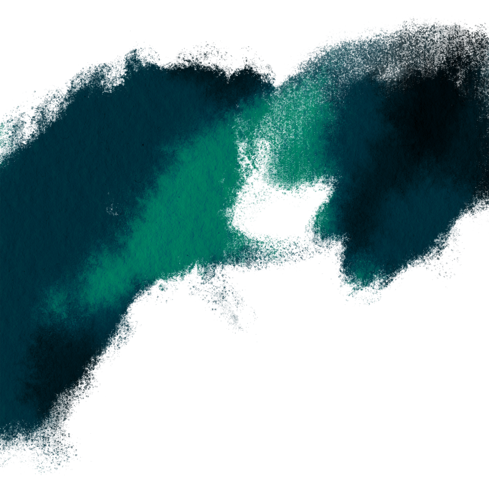 A faded Cyan stroke with rugged grunge details and fluid watercolor blending png