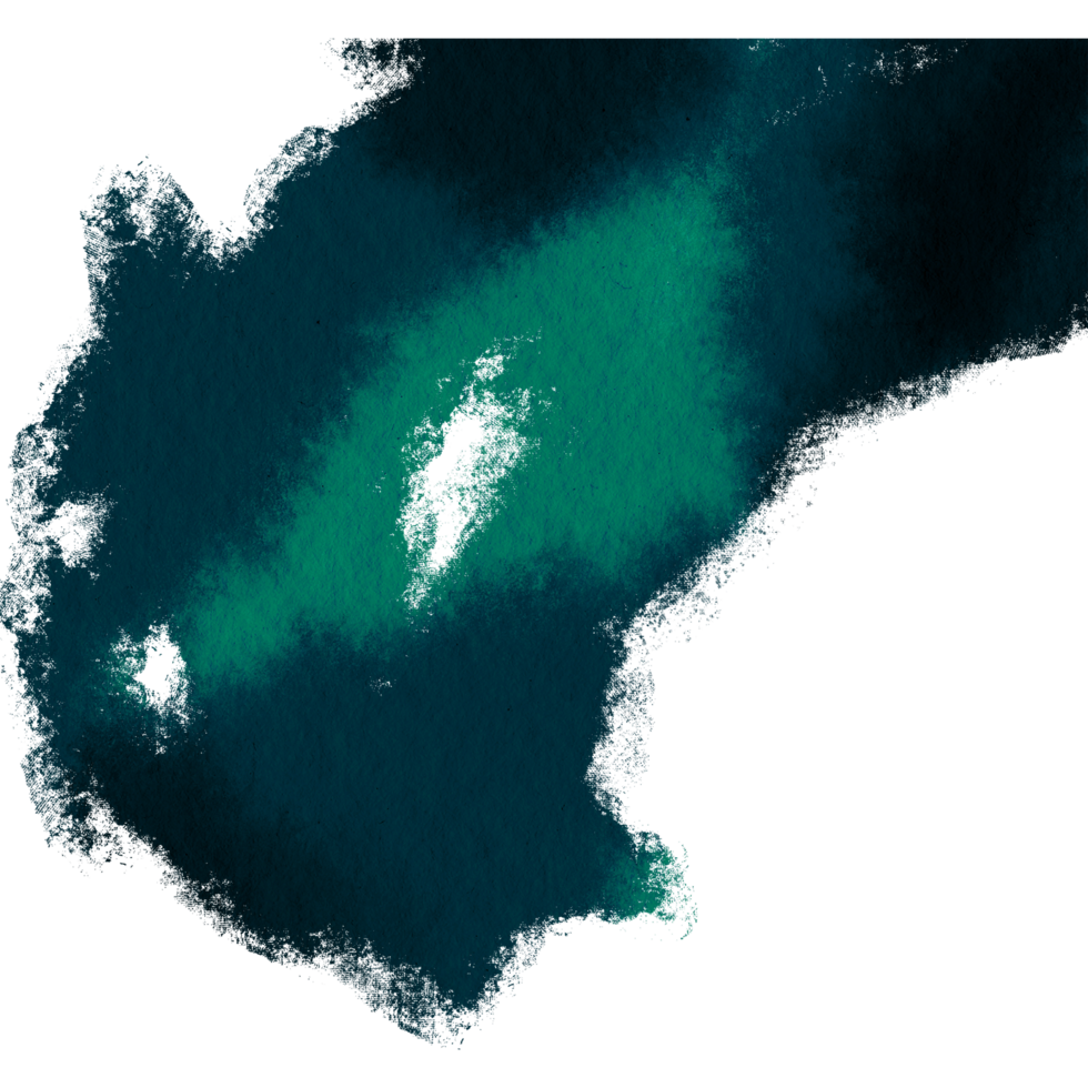 Cyan brush stroke with rough textures and a smooth watercolor effect png