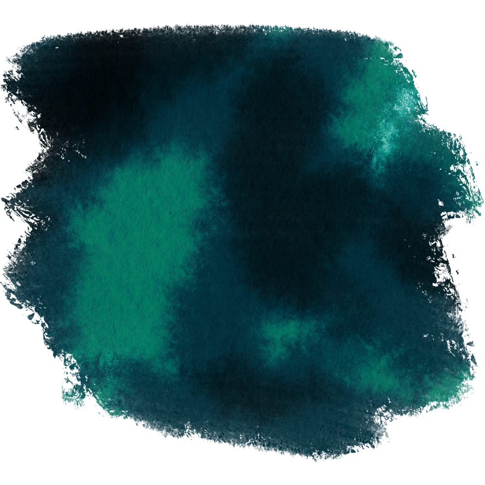 A textured Cyan brush stroke with rough grunge details and smooth watercolor blending png