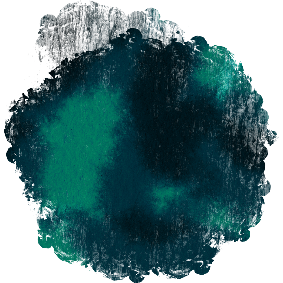 A textured Cyan stroke with rugged grunge details and a seamless watercolor fade png