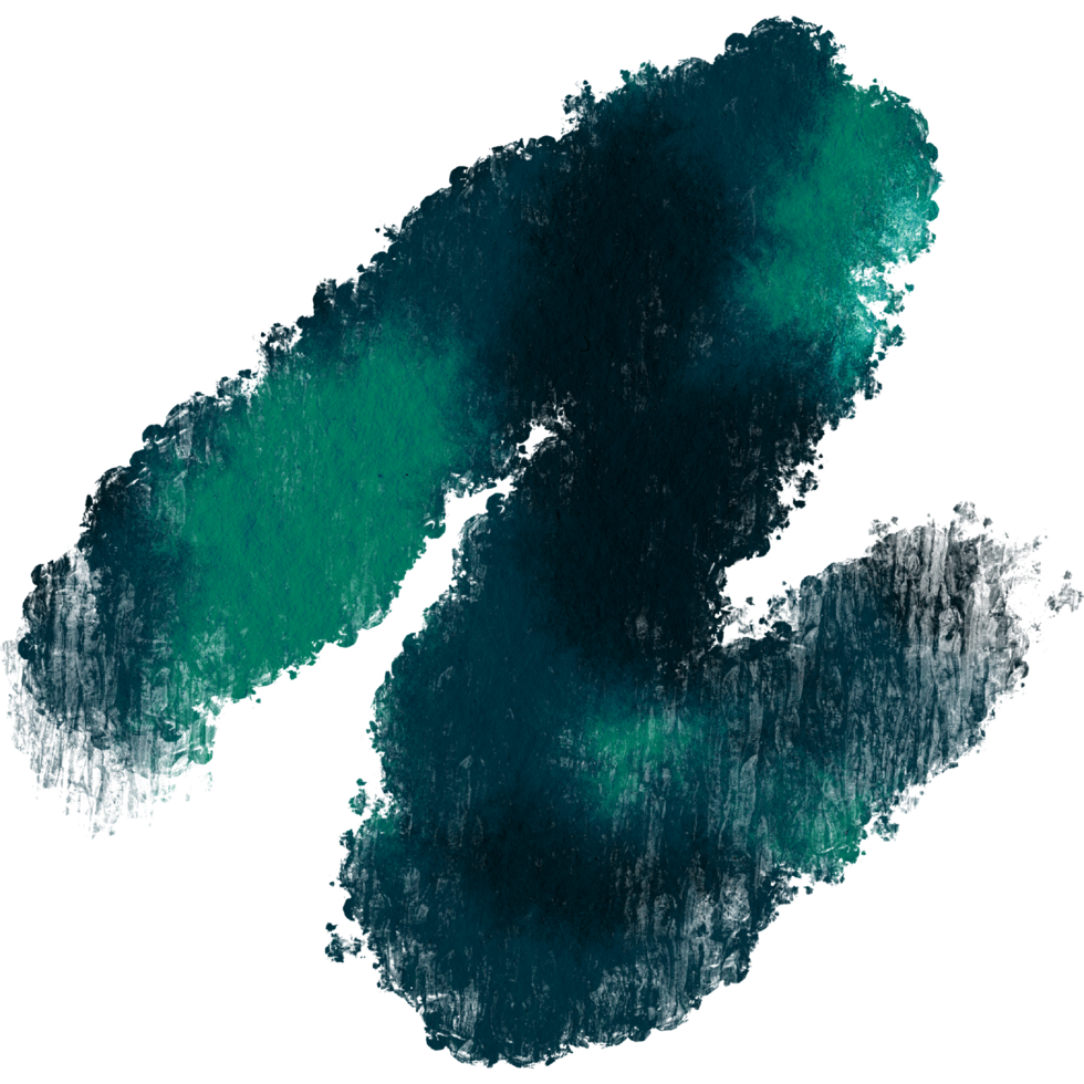 Cyan stroke with rough edges and fluid watercolor transitions png