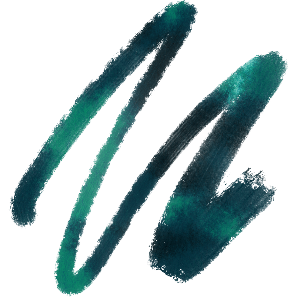 Cyan stroke with rugged edges and soft watercolor transitions png