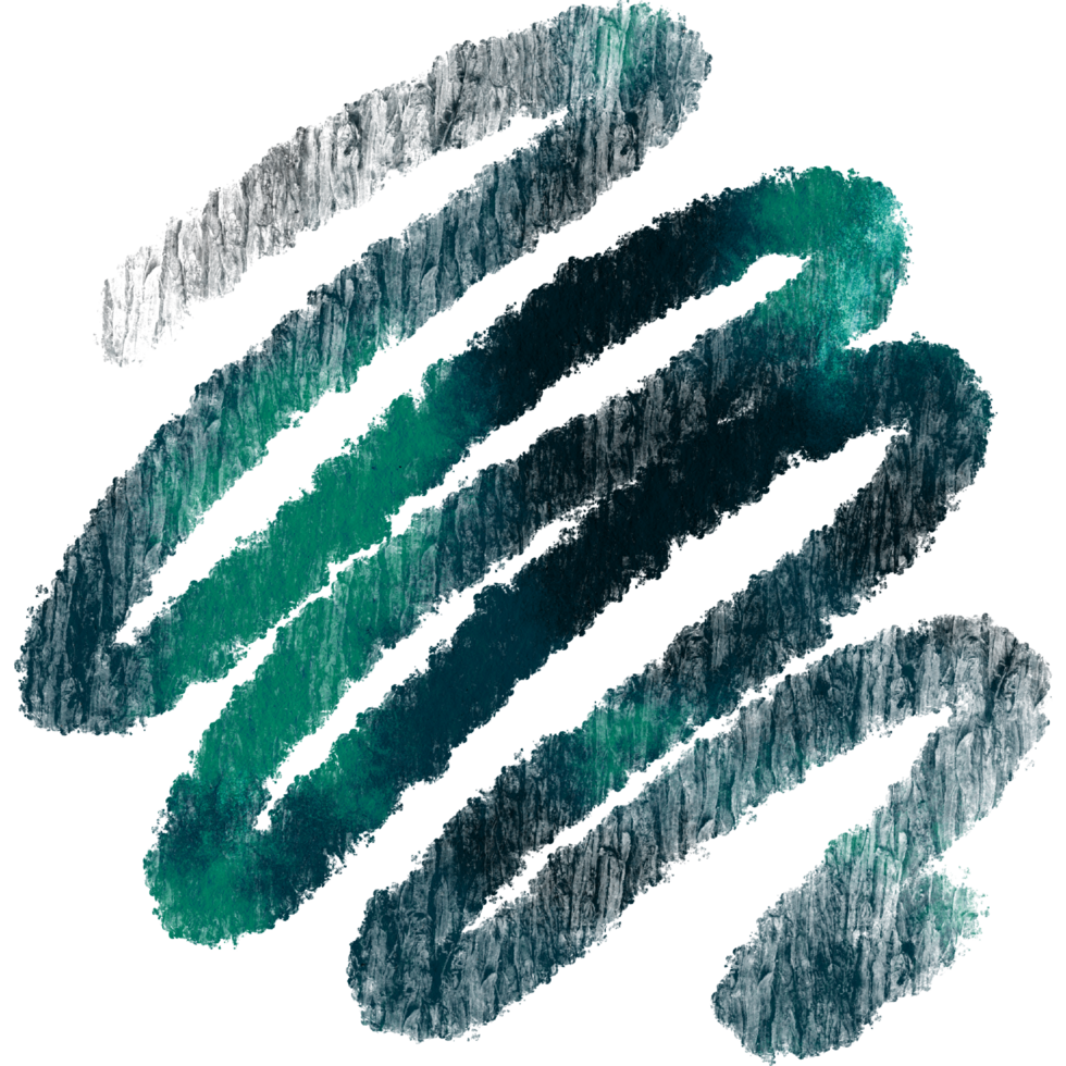 Cyan brush stroke with rugged textures and soft watercolor blending png