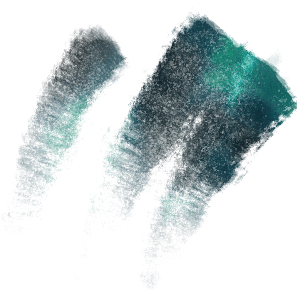 A textured Cyan stroke with rugged edges and seamless watercolor blending png