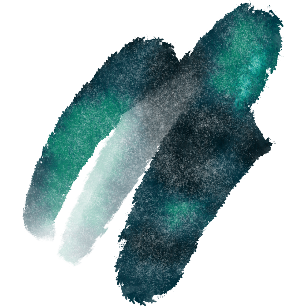 Cyan brush stroke with grunge textures and soft watercolor blending png