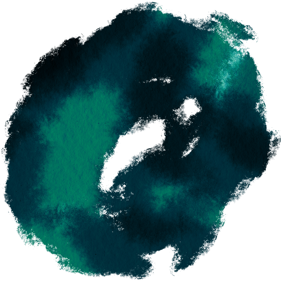 A rugged Cyan stroke with distressed textures and a soft watercolor fade png