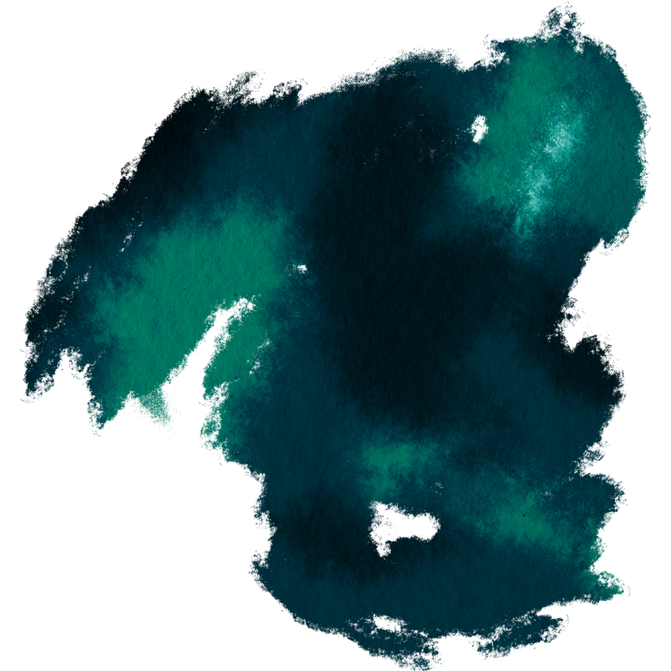 A textured Cyan stroke with gritty grunge elements and smooth watercolor blending png