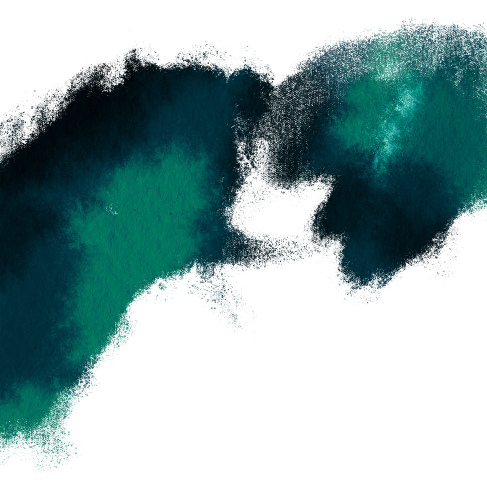 Cyan brush stroke with rough textures and a soft watercolor effect png