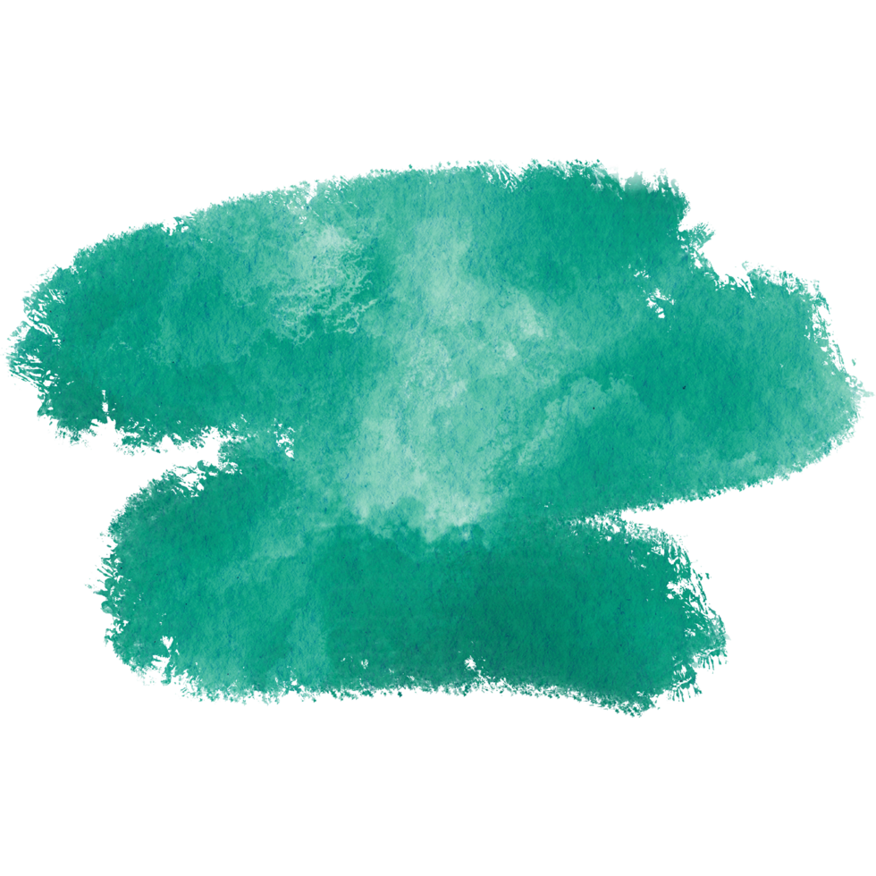 A rugged Cyan brush stroke with rough edges and fluid watercolor blending png