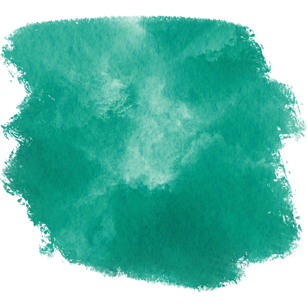 Cyan brush stroke with gritty textures and seamless watercolor blending png