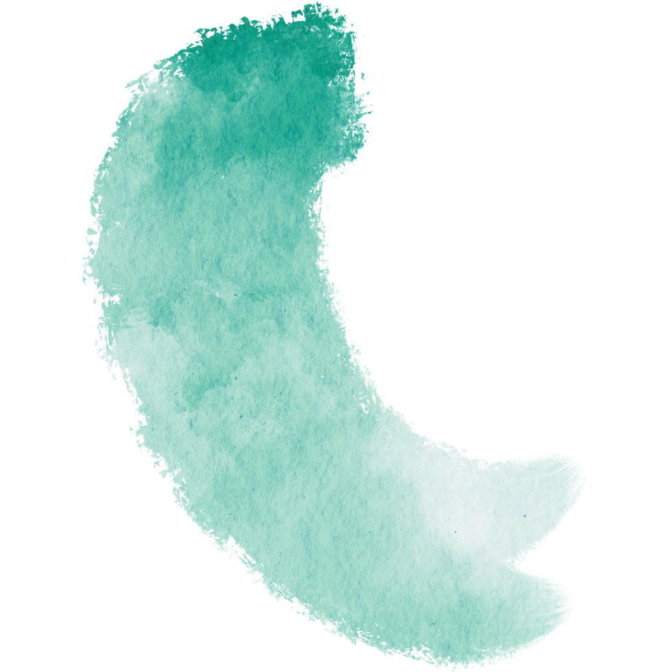 A bold Cyan stroke blending rugged textures with soft watercolor transitions png