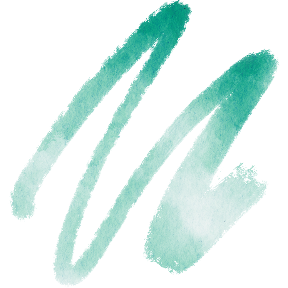A bold Cyan stroke blending rugged textures with soft watercolor effects png