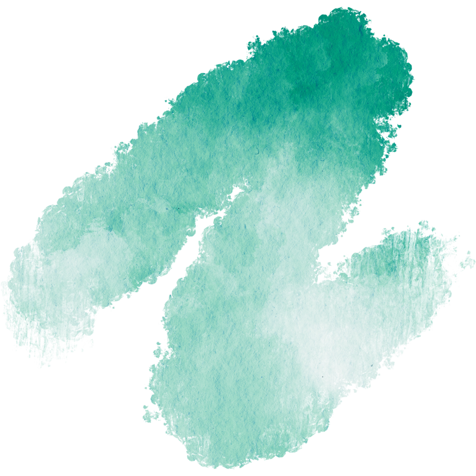 A rough Cyan stroke blending distressed textures with fluid watercolor washes png