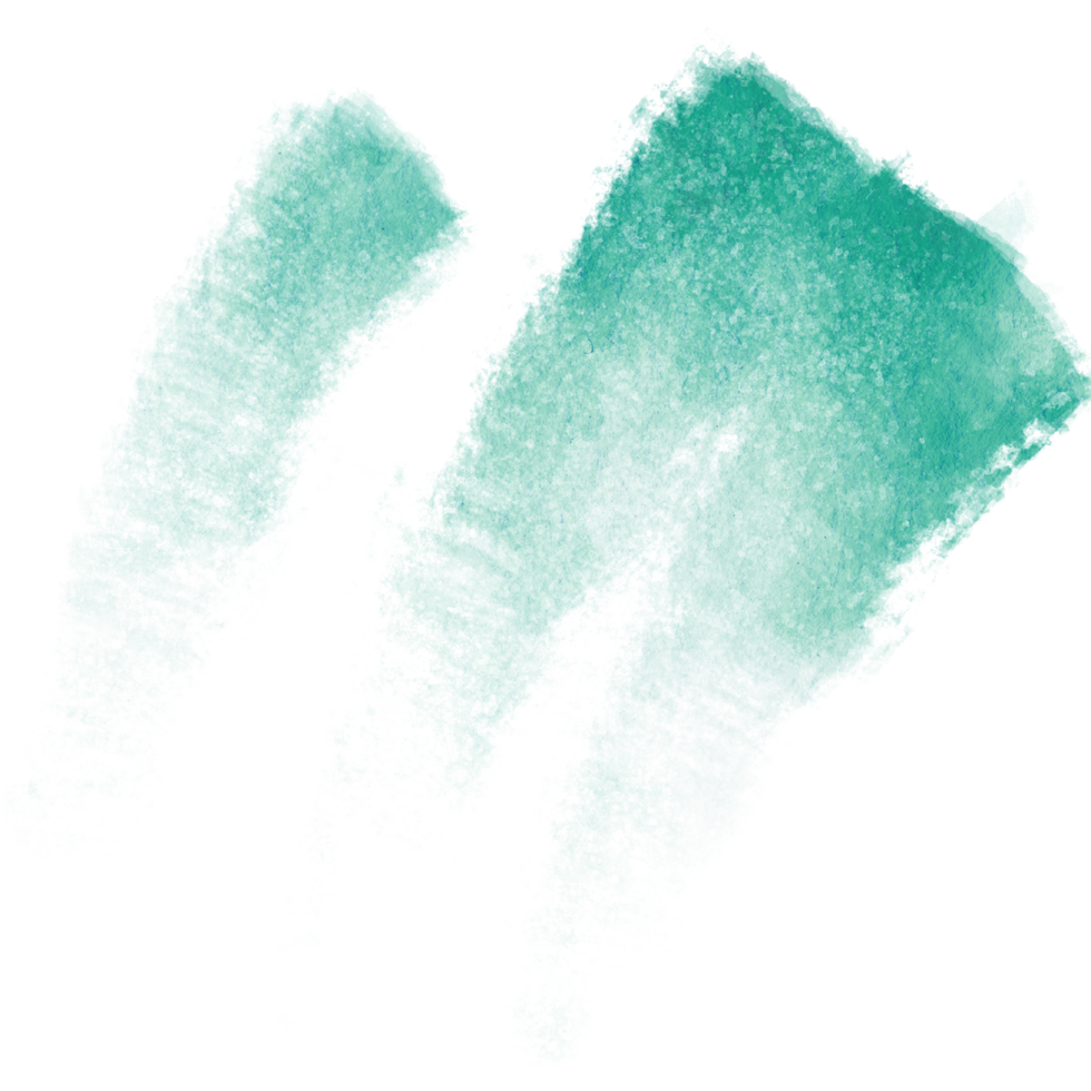 A rough edged Cyan stroke merging distressed textures with smooth watercolor transitions png