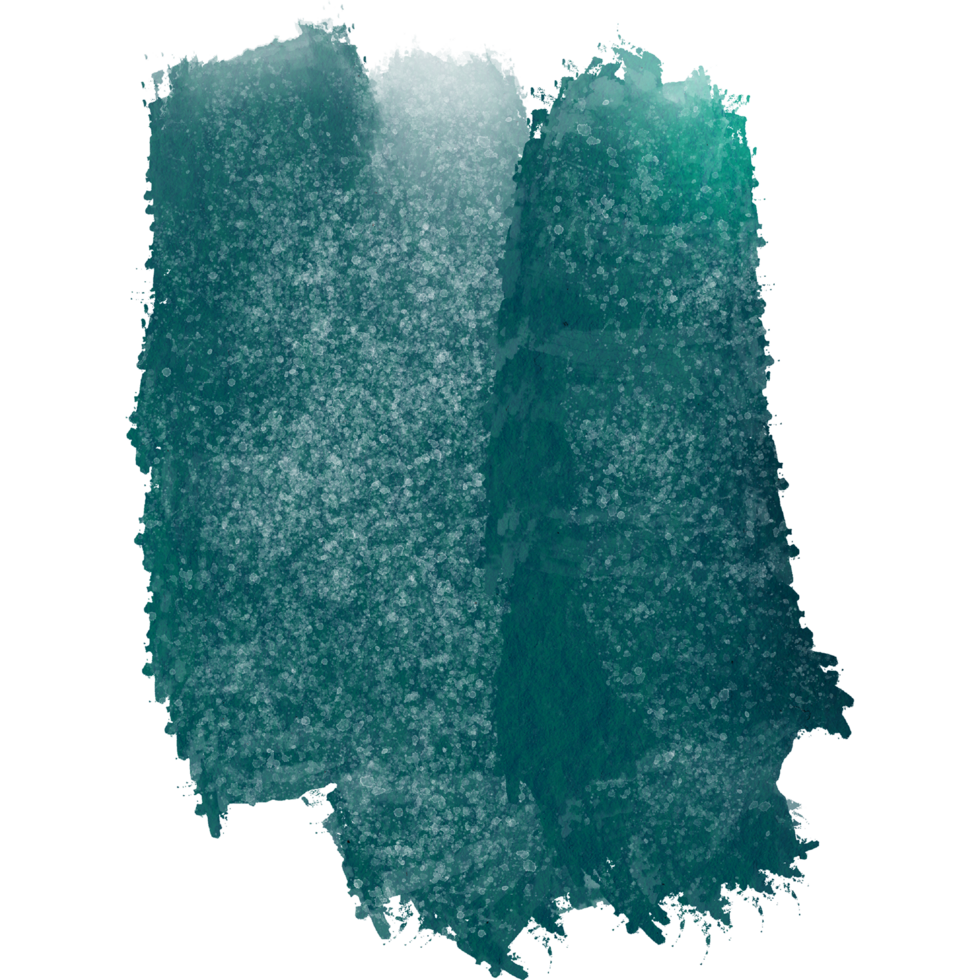 A bold Cyan stroke blending rough textures with soft watercolor washes png