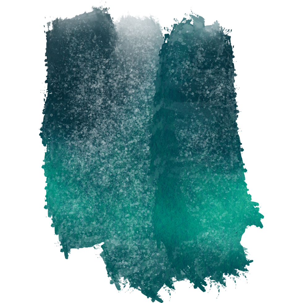 A Cyan brush stroke textured with grunge merging into soft watercolor washes png