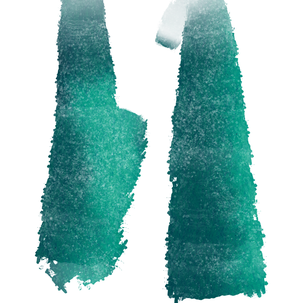 A rugged Cyan stroke merging grunge details with fluid watercolor washes png