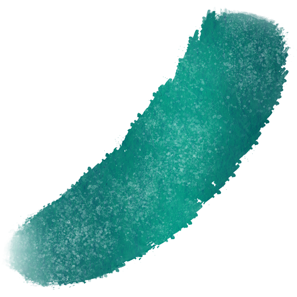 Cyan brush stroke with textured edges merging into gentle watercolor hues png
