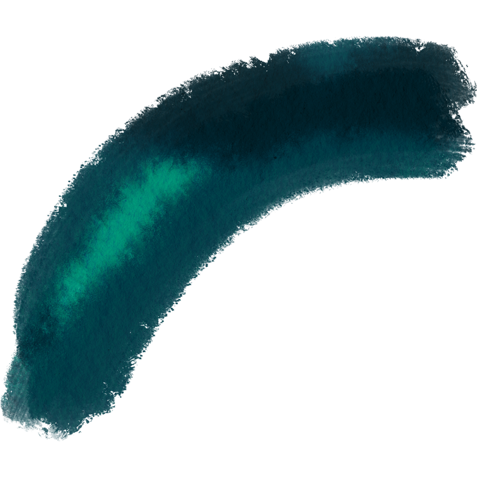 Cyan brush stroke merging textured grunge into smooth watercolor gradients png