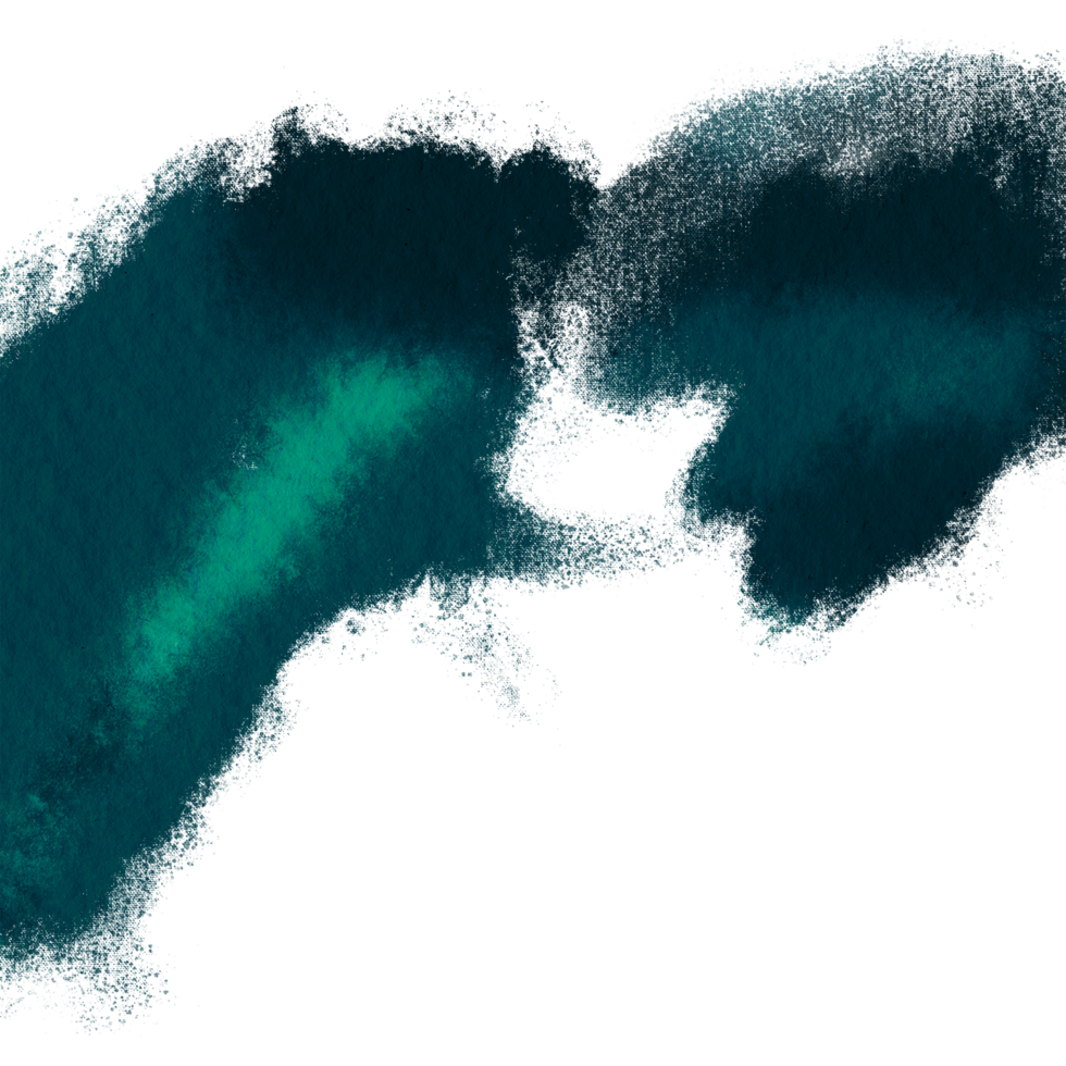 A Cyan stroke transitioning from grunge to soft watercolor tones png