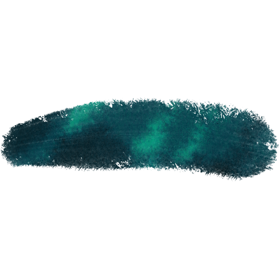 Cyan brush stroke evolving from rough textures into delicate watercolor hues png
