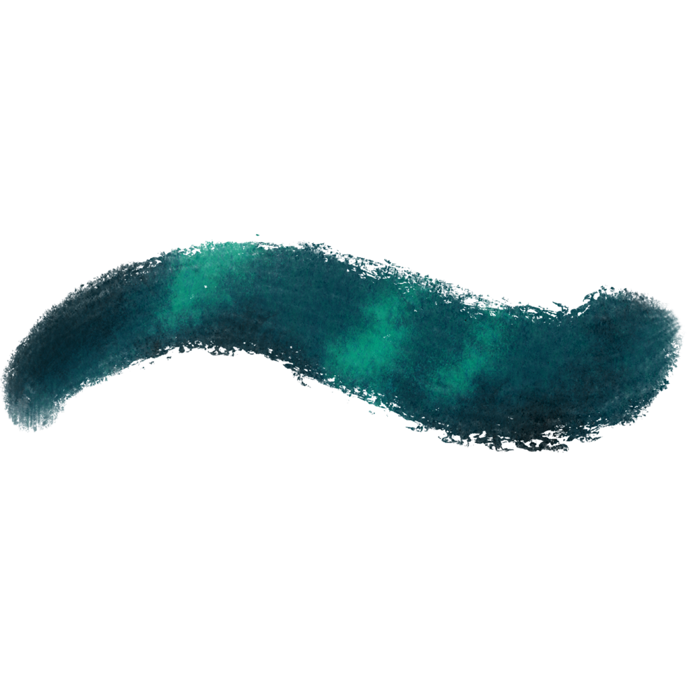 A Cyan brush stroke with rugged textures blending into delicate watercolor washes png