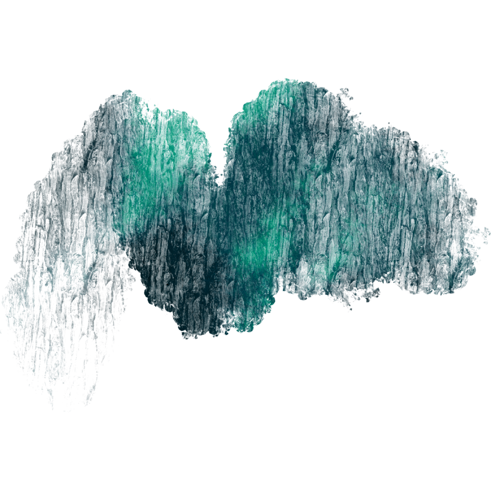 Textured Cyan brush stroke evolving into fluid watercolor gradients png