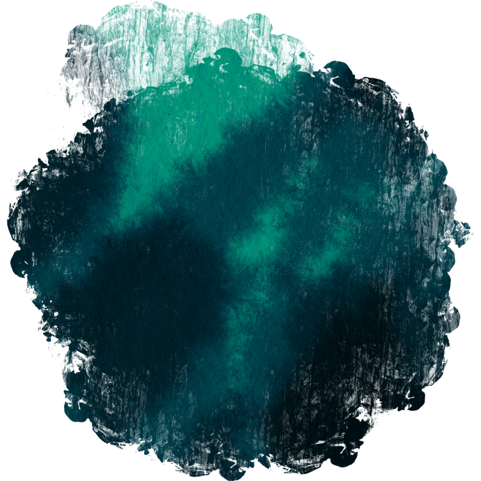 Cyan brush stroke blending rugged textures into soft watercolor washes png