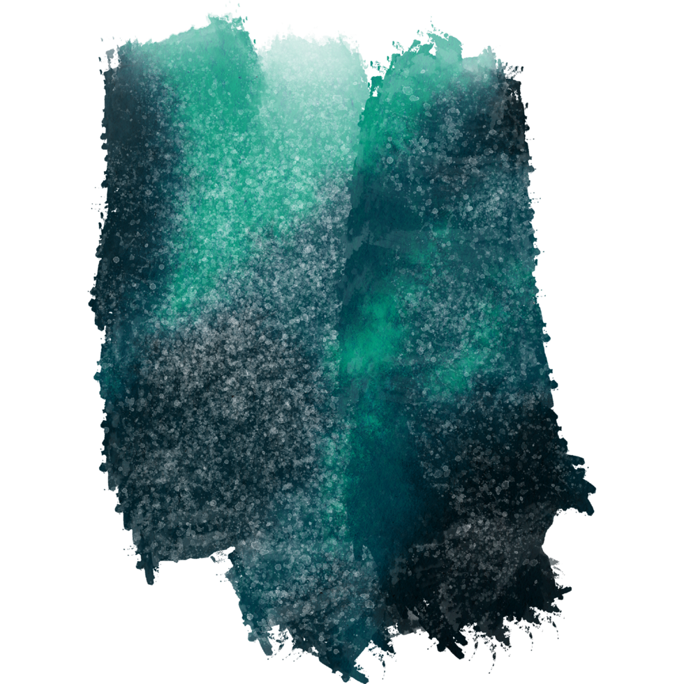 A Cyan stroke evolving from gritty textures into smooth watercolor washes png