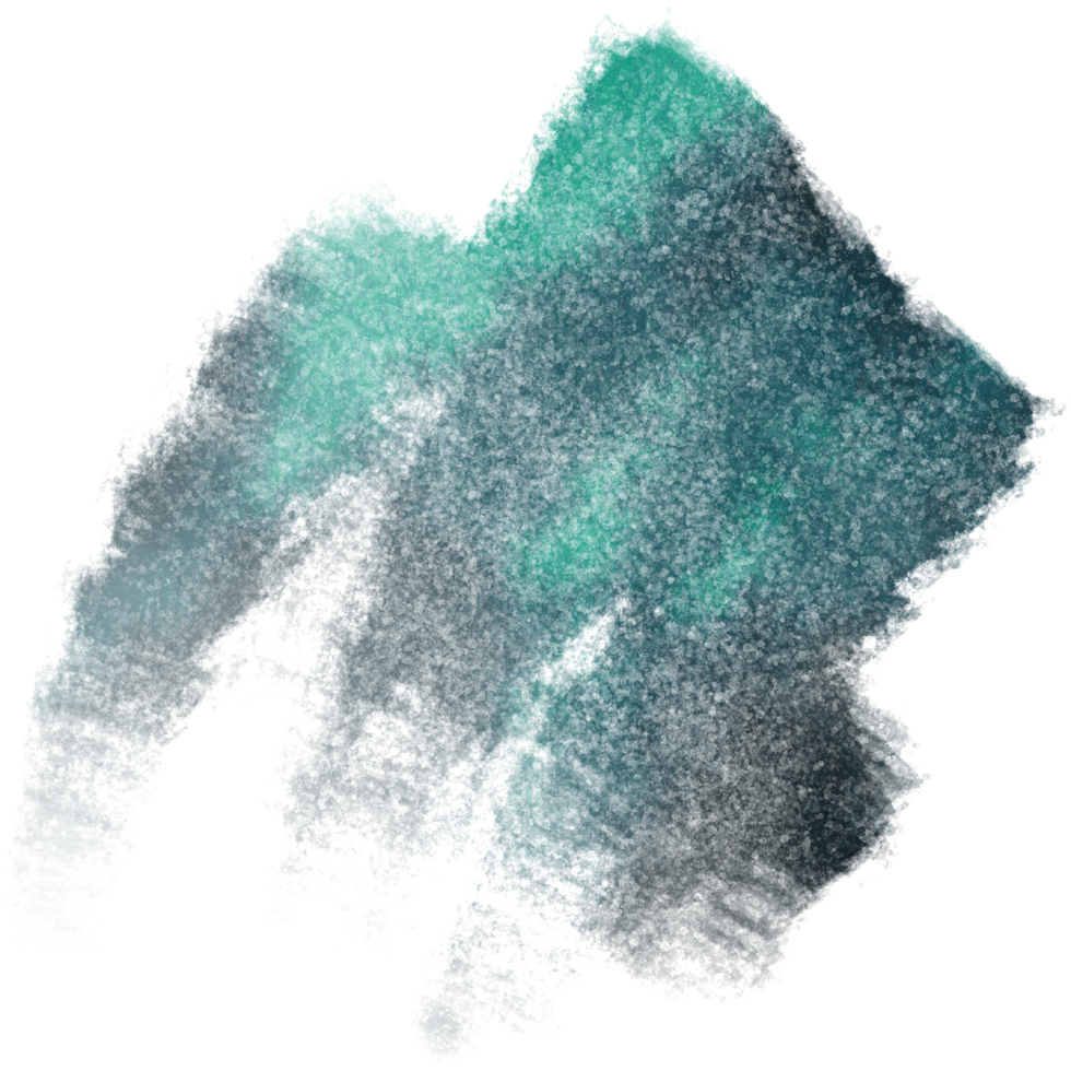 A Cyan stroke blending from rugged textures into smooth watercolor washes png