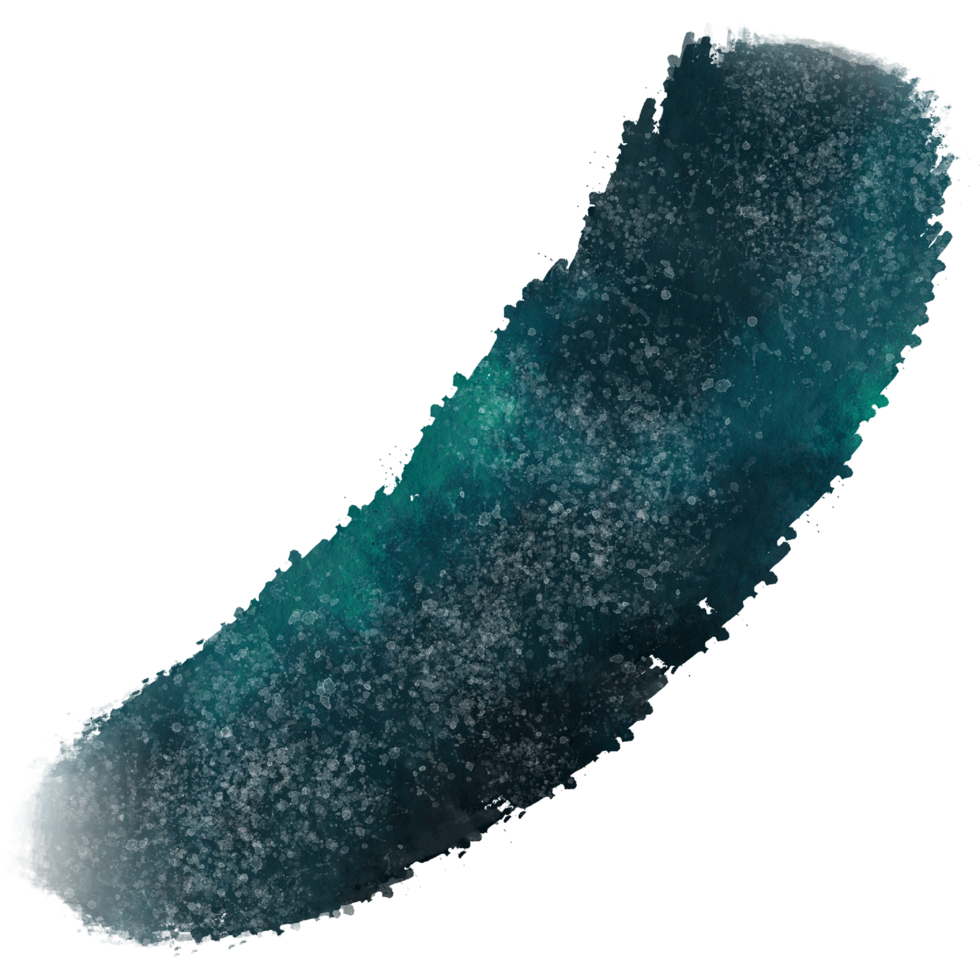 Cyan brush stroke transitioning from gritty textures into soft watercolor gradients png