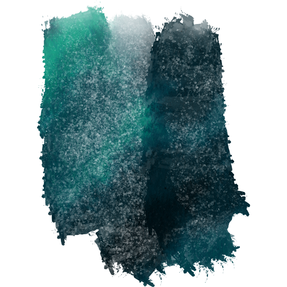 A rugged Cyan brush stroke dissolving into gentle watercolor gradients png