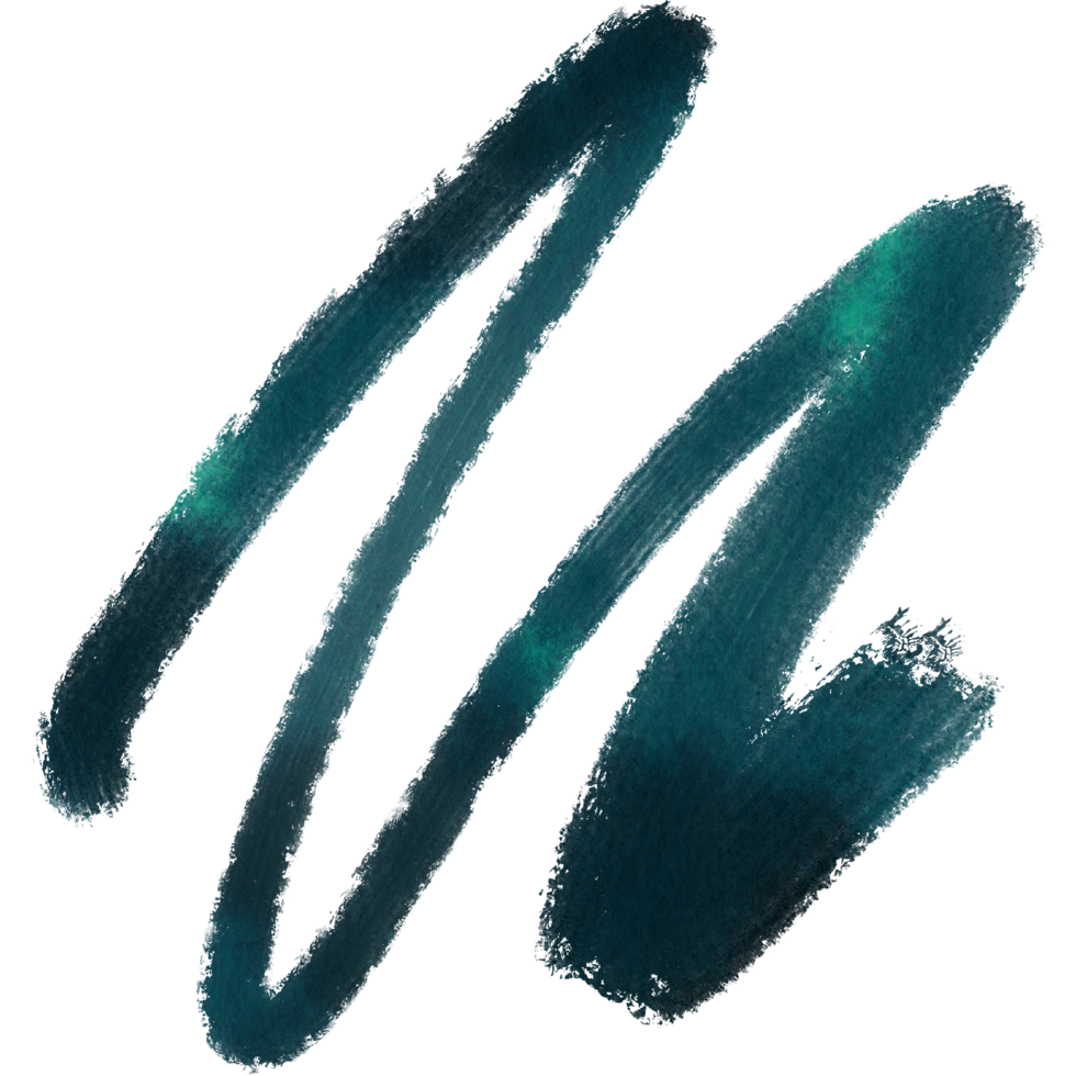 Cyan brush stroke fading into fluid watercolor washes png