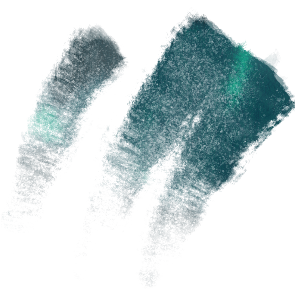 Cyan stroke transitioning from rugged to gentle watercolor washes png