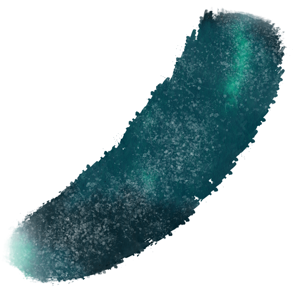 Cyan brush stroke merging rough textures with soft watercolor hues png
