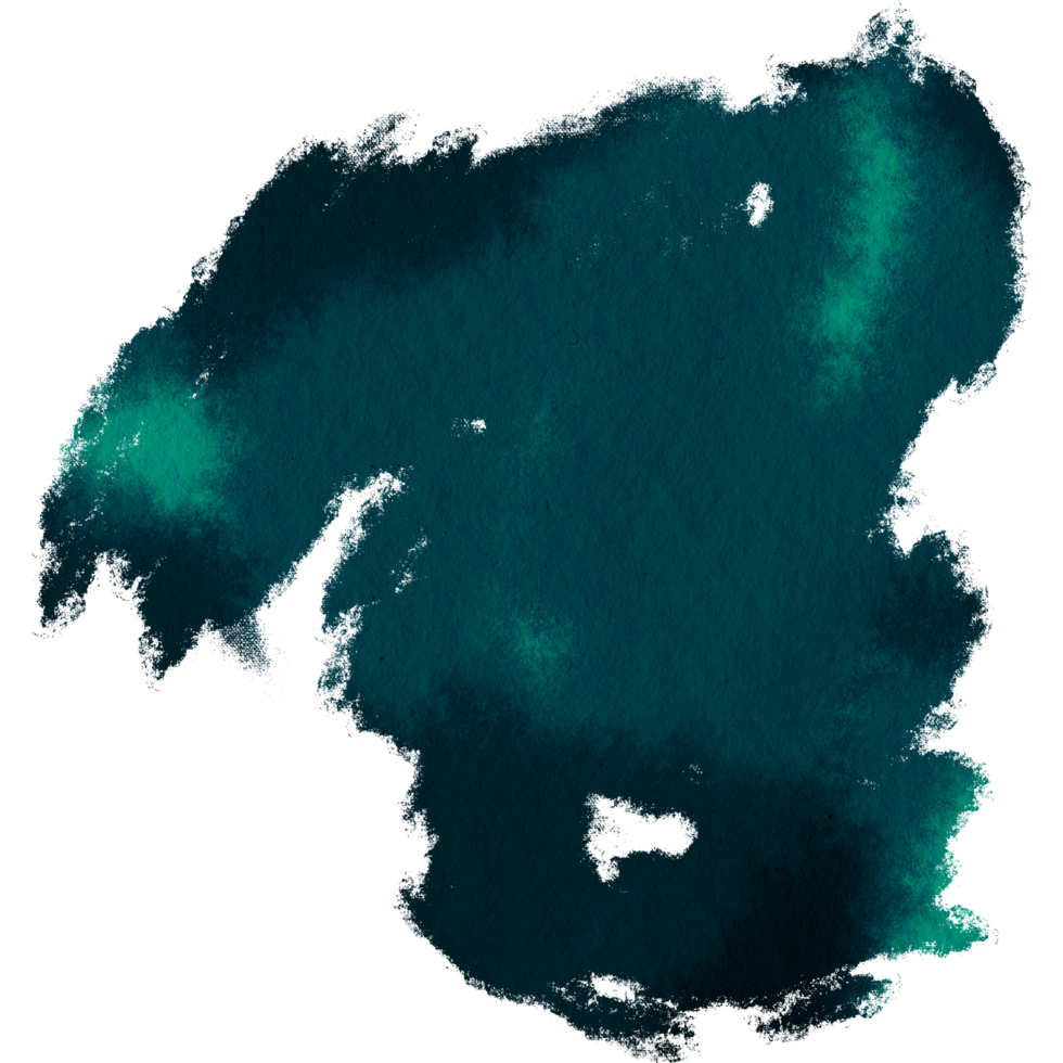 Cyan brush stroke transitioning from rugged to gentle watercolor washes png