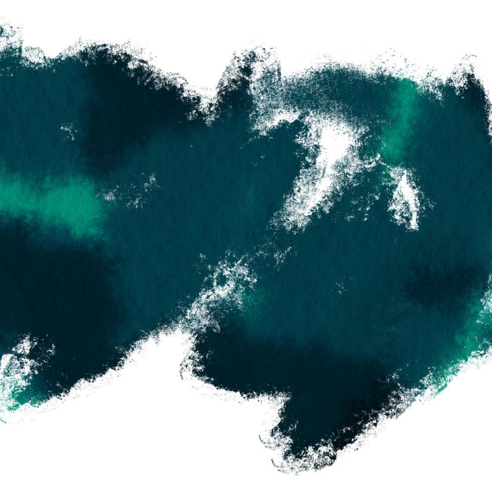 A textured Cyan brushstroke softening into fluid watercolor washes png
