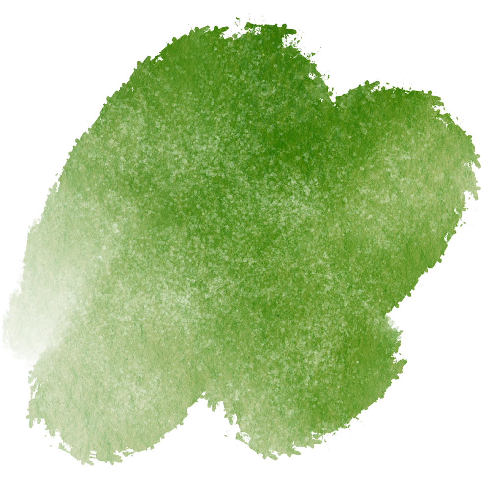 Green watercolor brush strokes with textured raw grunge effects png