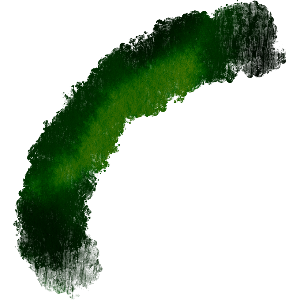 A rough edged Green stroke with smooth watercolor blending and grunge textures png