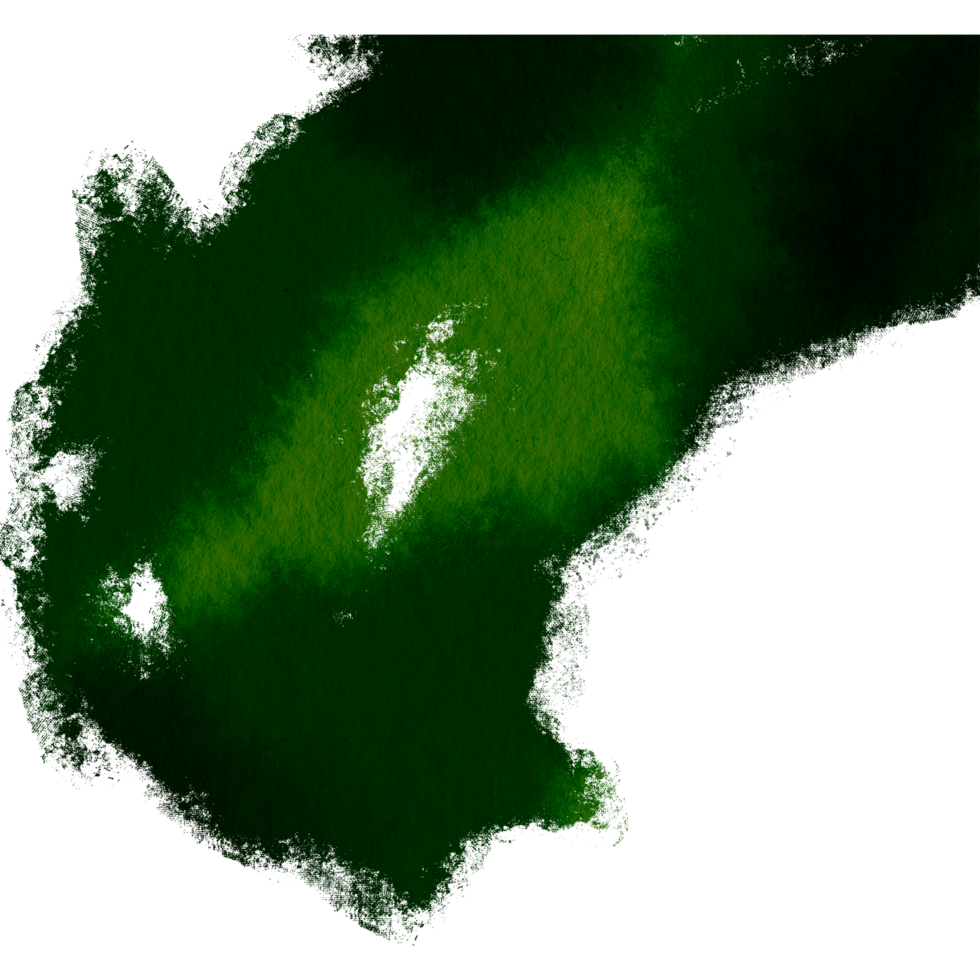 Green brush stroke with rough textures and a smooth watercolor effect png