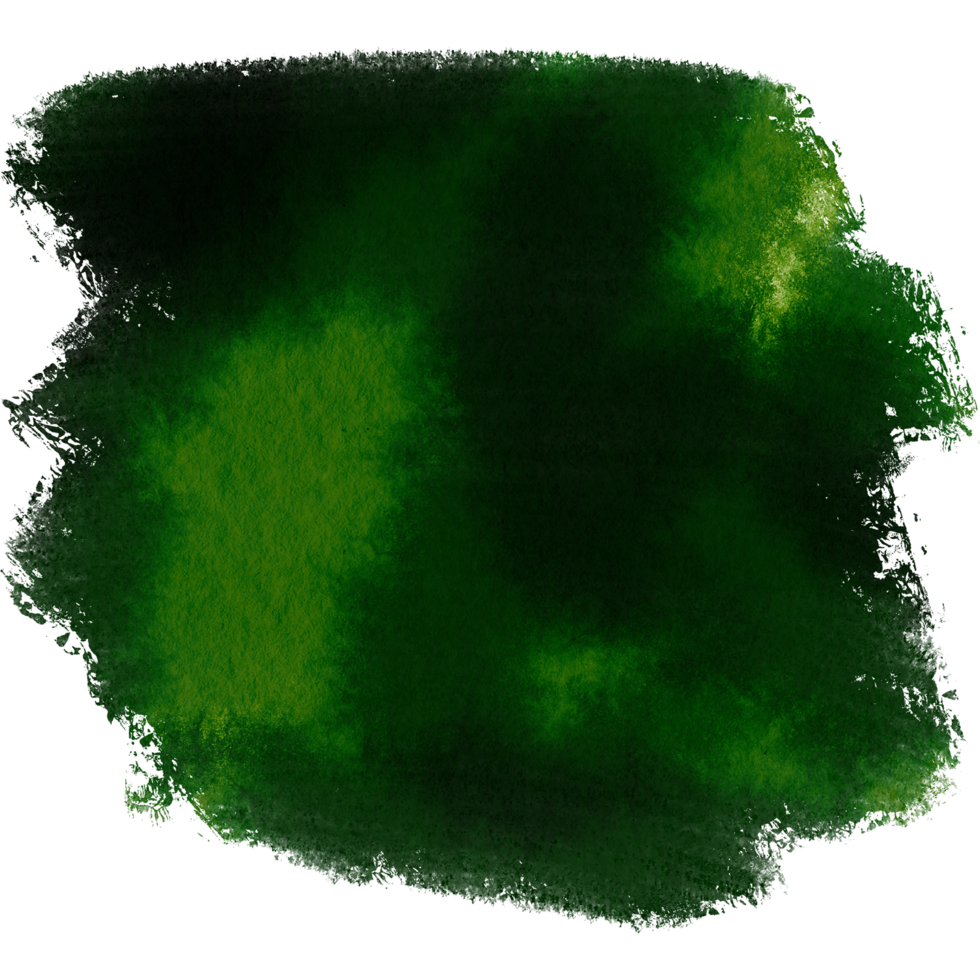 A textured Green brush stroke with rough grunge details and smooth watercolor blending png