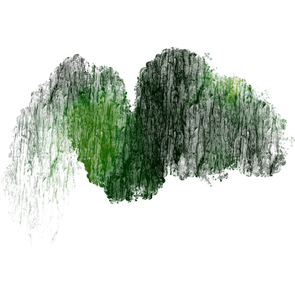 Green brush stroke with rugged textures and a seamless watercolor transition png