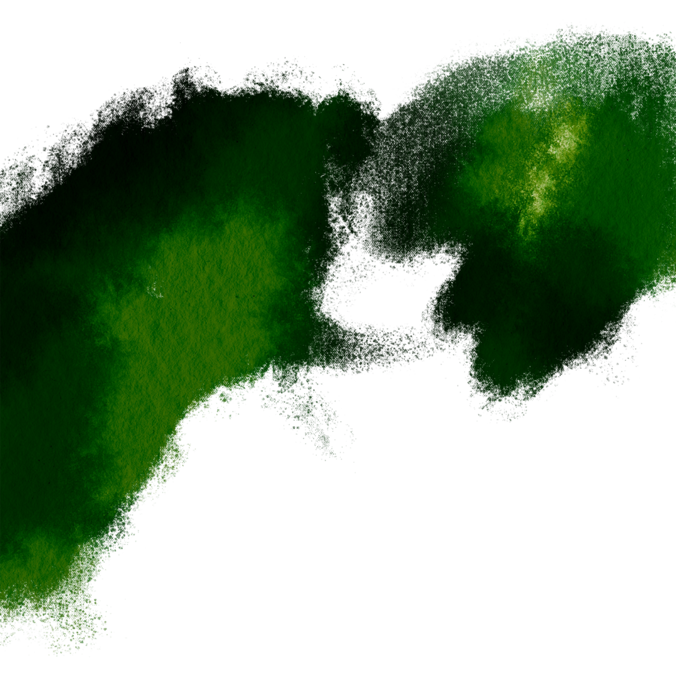 Green brush stroke with rough textures and a soft watercolor effect png