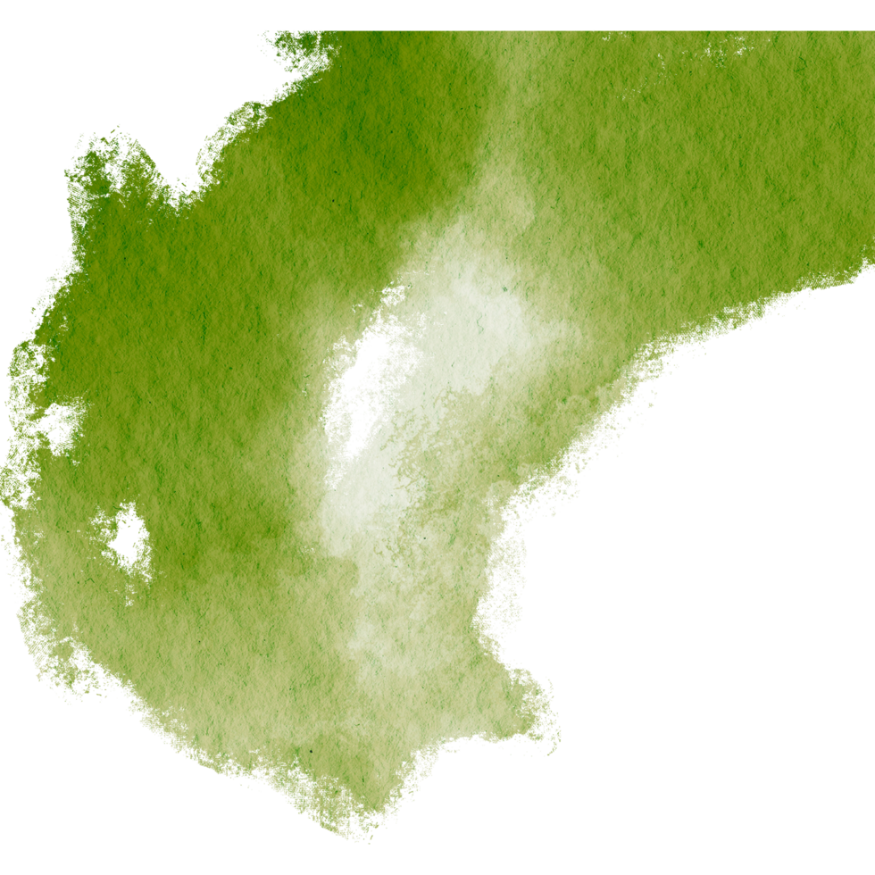 Green stroke with rugged textures and fluid watercolor blending png