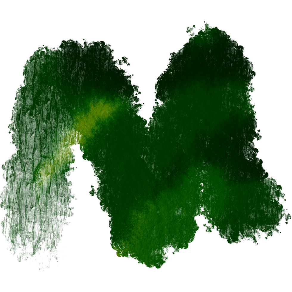 A Green brush stroke transforming from rugged to gentle watercolor tones png