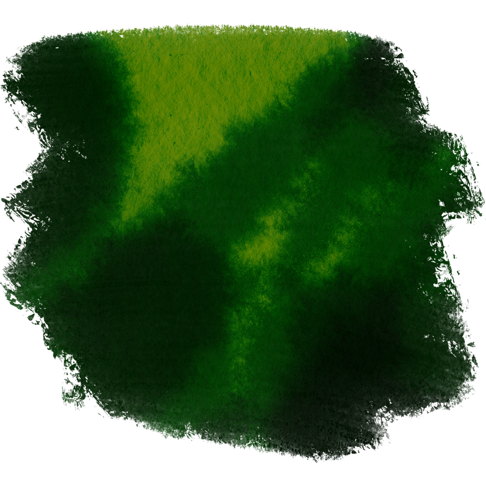 Green brush stroke with rugged textures merging into gentle watercolor washes png