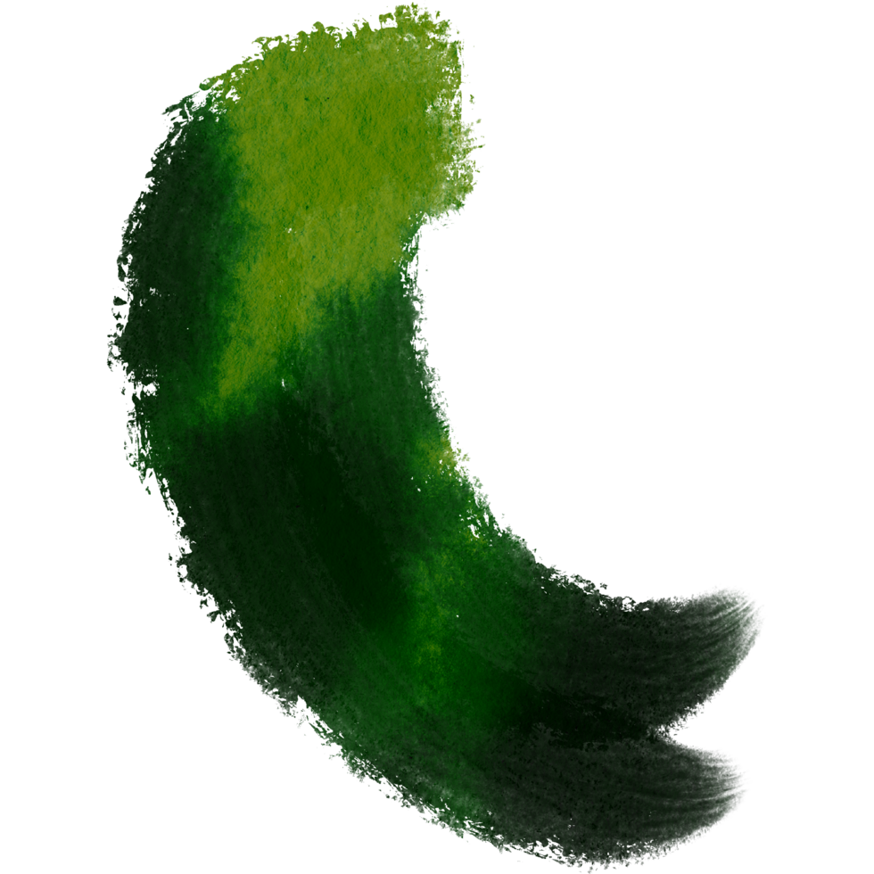 Green brush stroke transitioning from rough to soft watercolor washes png