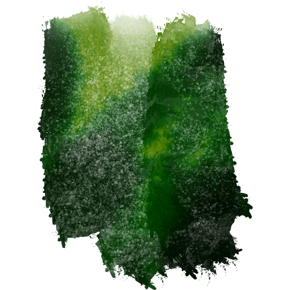 A Green stroke evolving from gritty textures into smooth watercolor washes png