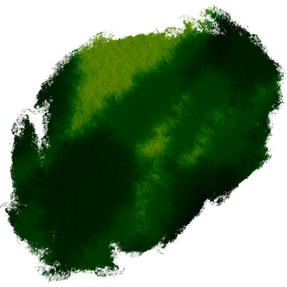 Green brush stroke with gritty textures blending into gentle watercolor washes png