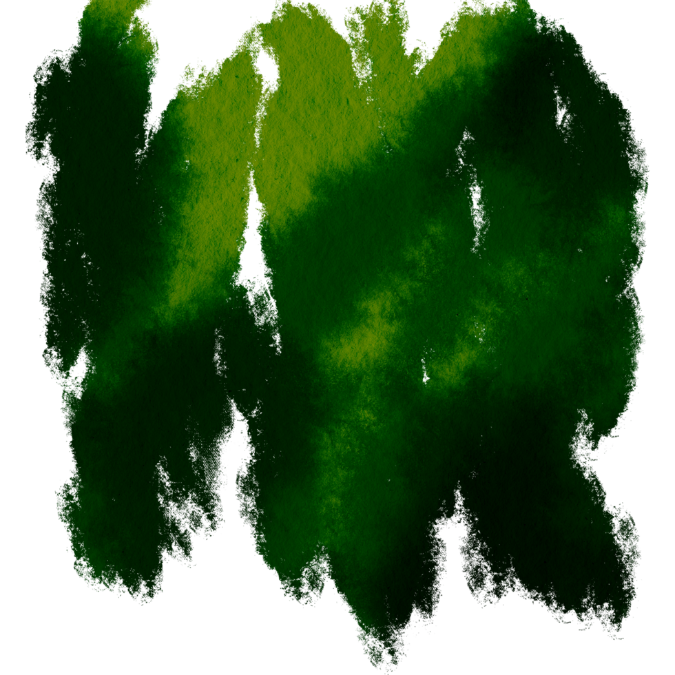 Green stroke transitioning from grunge textures into smooth watercolor washes png